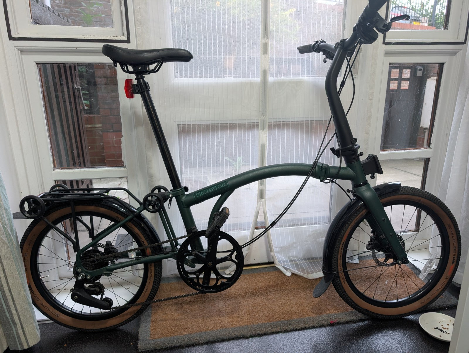 Brompton G Line with Optional Extras. 20" Rims, Green, 8-Speed, Rack, Mudguards