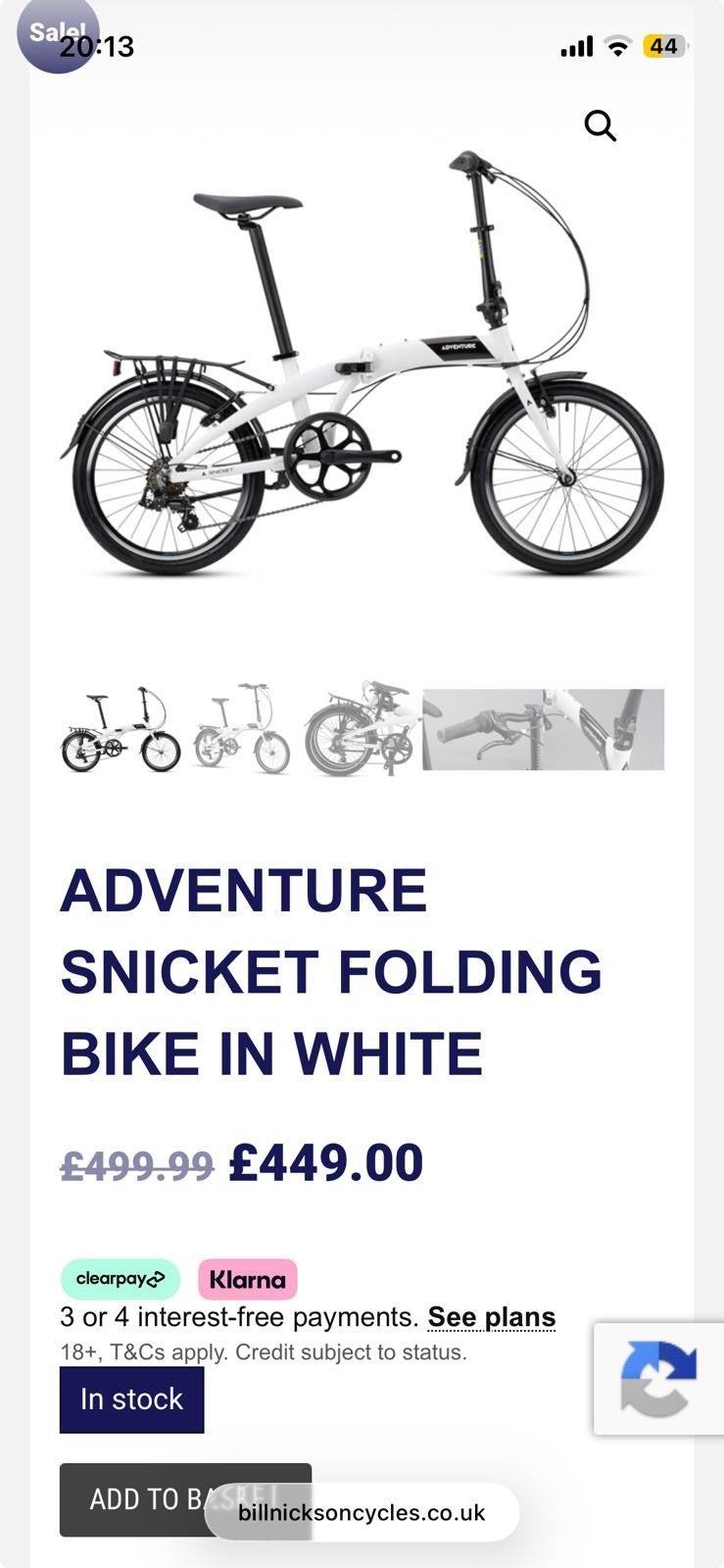 ADVENTURE SNICKET FOLDING BIKE 20”  BARELY USED PERFECT WORKING ORDER MUST SEE