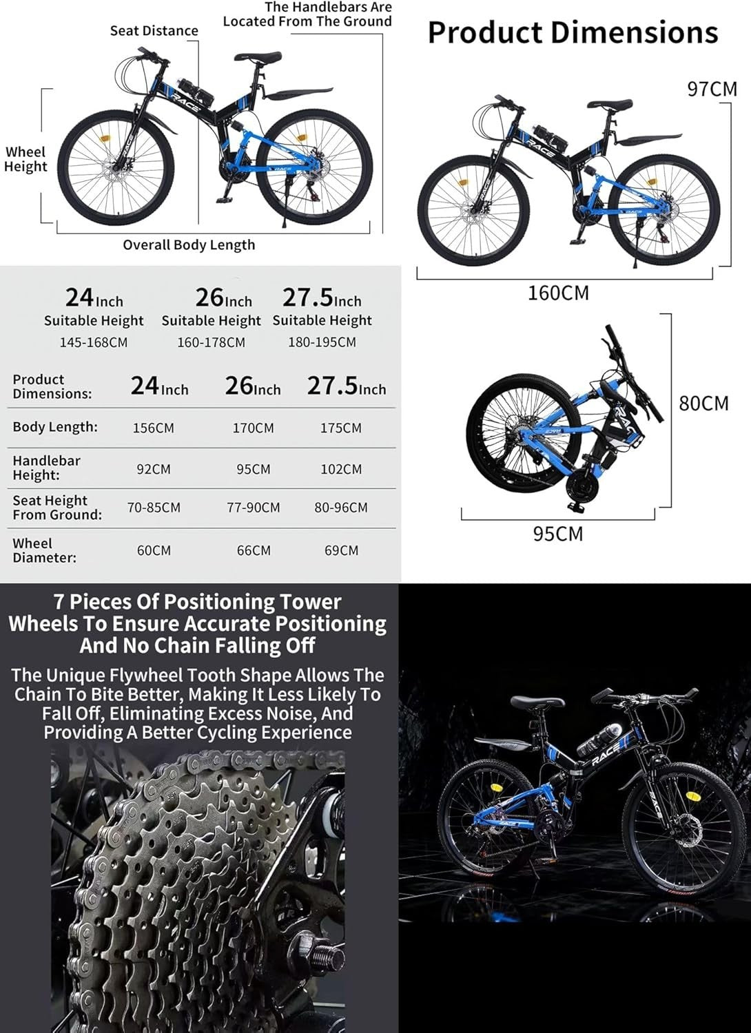 26", 27.5" Foldable Lightweight Adult Mountain Bike Urban & Trail Riding