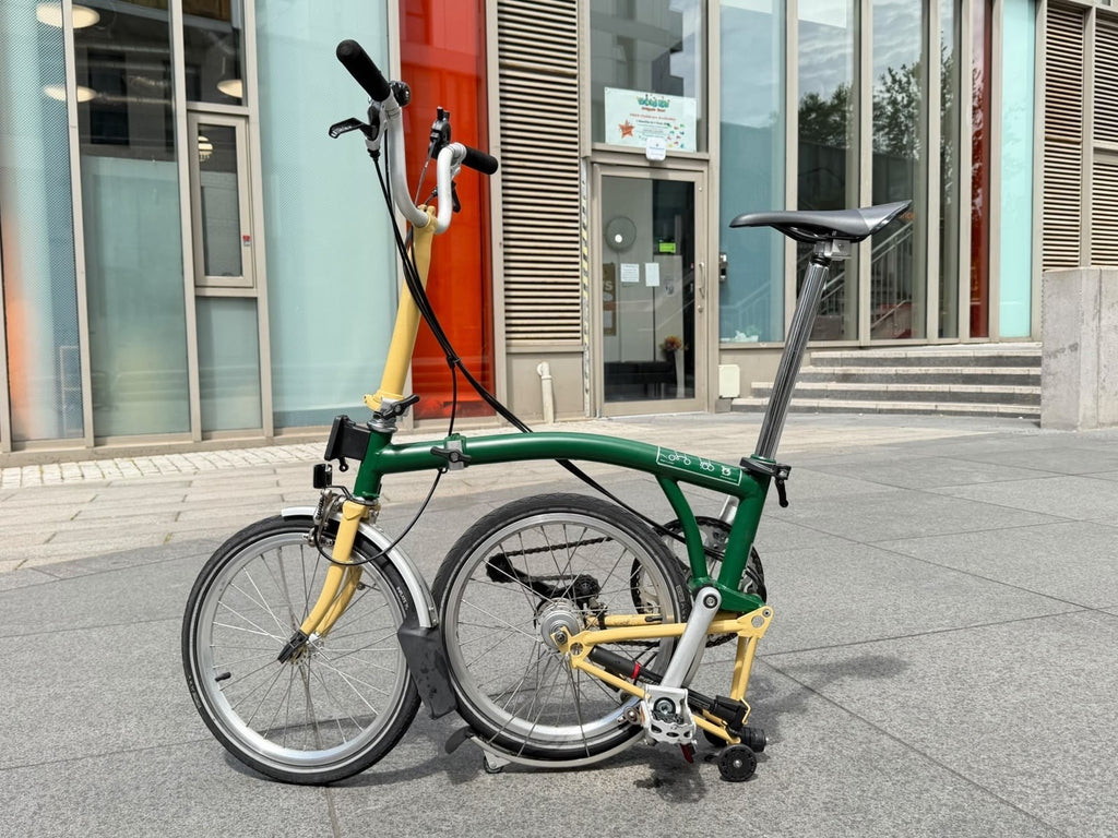 Brompton M6L Folding Bicycle Green & Yellow 6-Speed BWR M-Bar Folding Bike Used