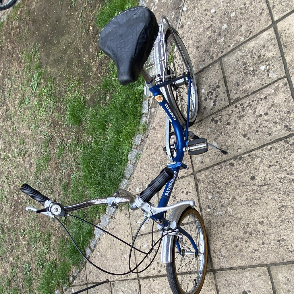 Phoenix Pathfinder Single Gear Foldable Bike with Rear Rack Blue