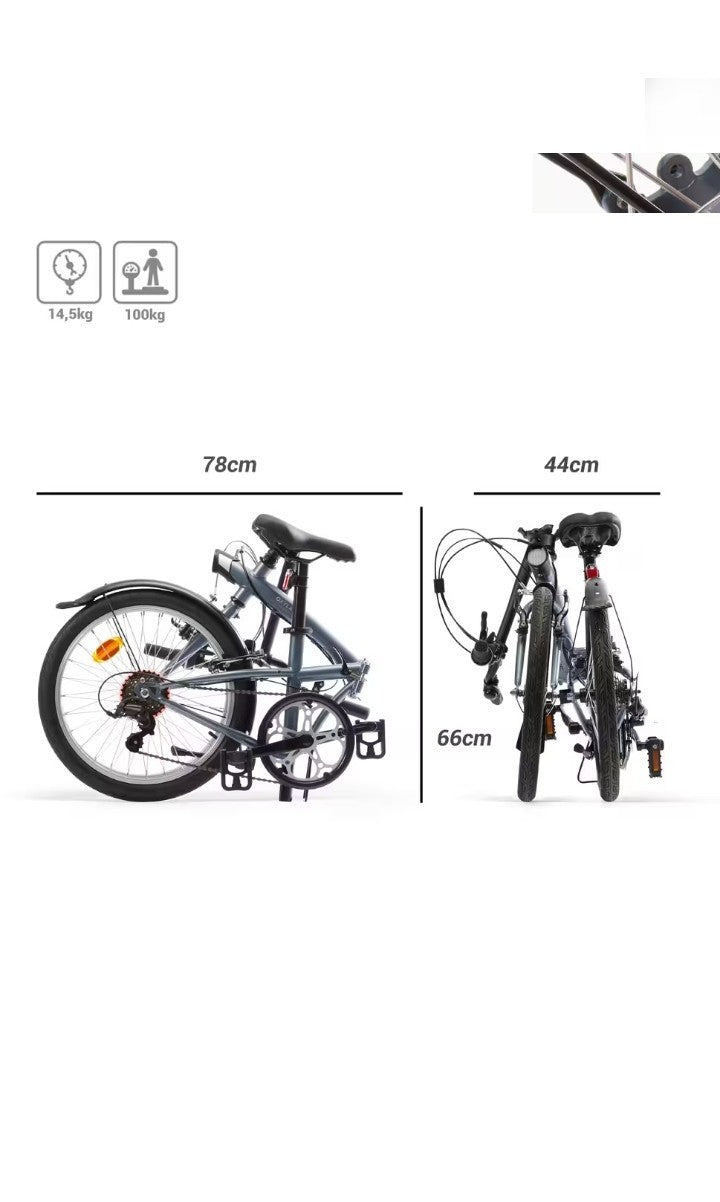Btwin Folding Bike Fold 120 - Grey - Used Excellent condition 6 speed