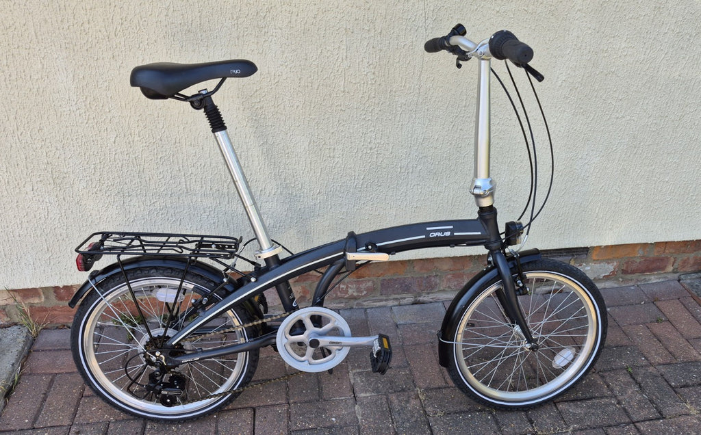 Denver ORUS 001 Folding Bike 20in Wheels 7 Speed Black/Silver Rack Lights