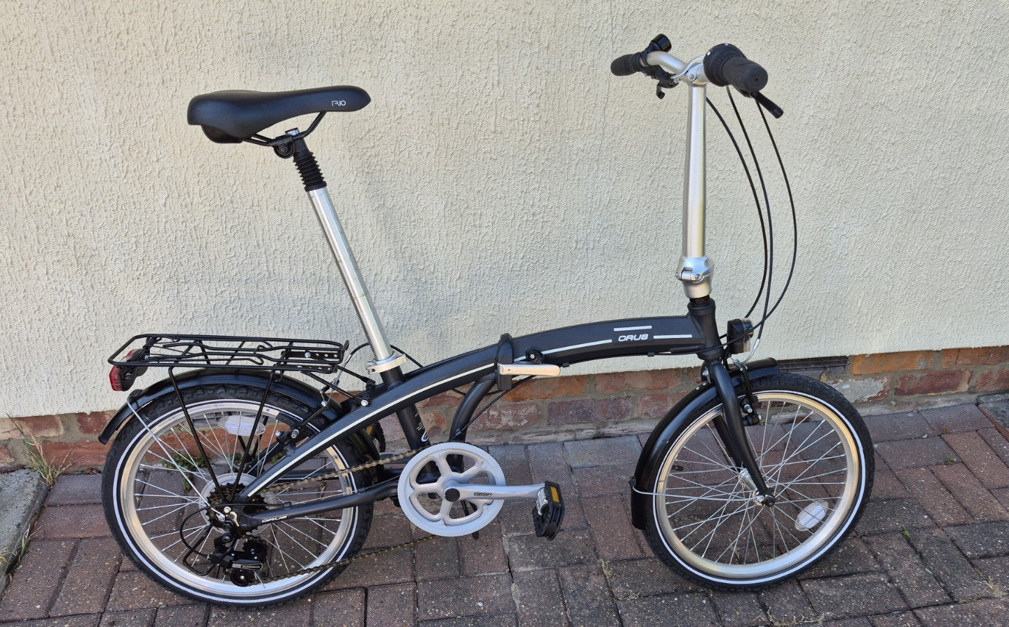 Denver ORUS 001 Folding Bike 20in Wheels 7 Speed Black/Silver Rack Lights