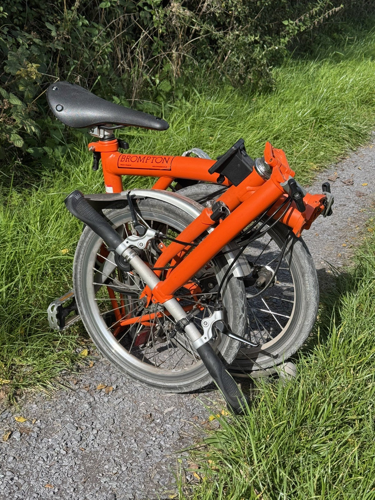 Brompton S3L Orange 3 Speed flat handlebars, Brooks Cambium Saddle