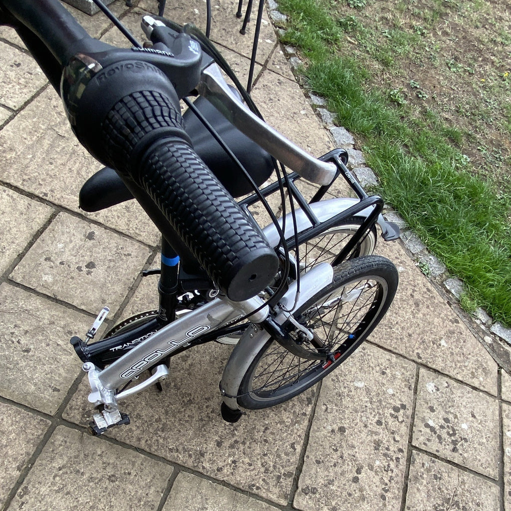 Apollo Transition 20 in Folding Bike with Rear Rack, Silver/Black