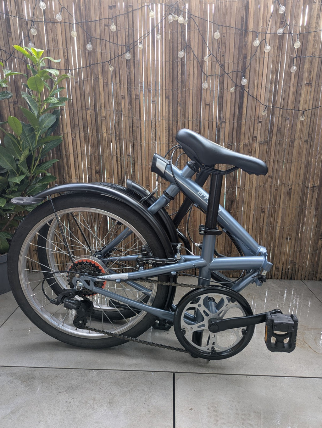 Btwin TILT 120 Blue Grey 6 Speed Folding Bike Compact B'Twin Great Condition