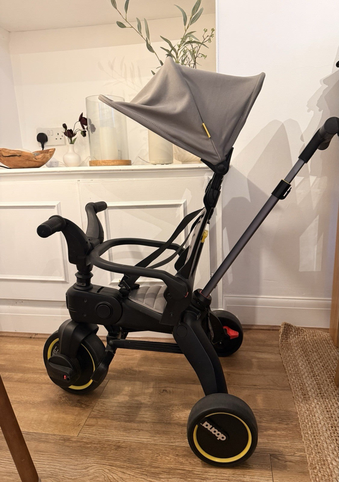 Doona Liki Trike S1 Grey Folding Trike with Push Handle & Canopy