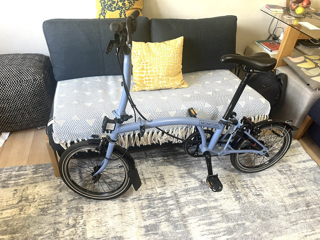 Brompton C Line Explore Mid Handlebar Folding Bike - Cloud Blue M Handlebar 2023