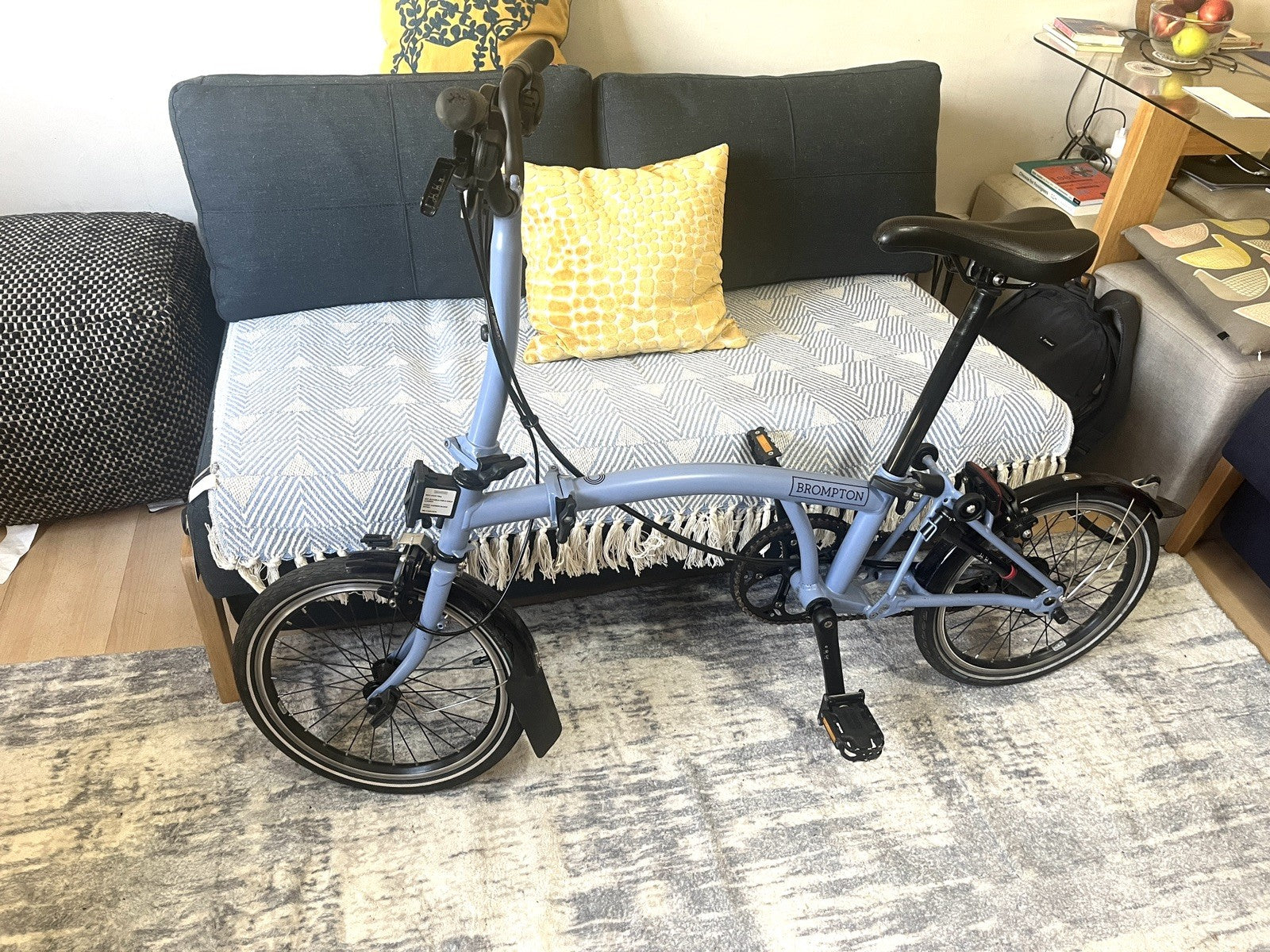 Brompton C Line Explore Mid Handlebar Folding Bike - Cloud Blue M Handlebar 2023