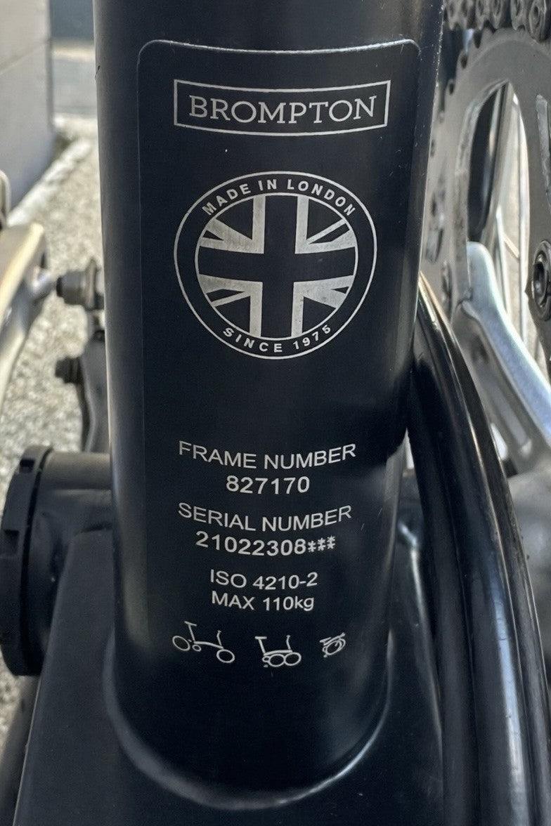 Brompton H6L Black (6 Speed) – 2021 - Fully Serviced, Excellent Cond + Extras