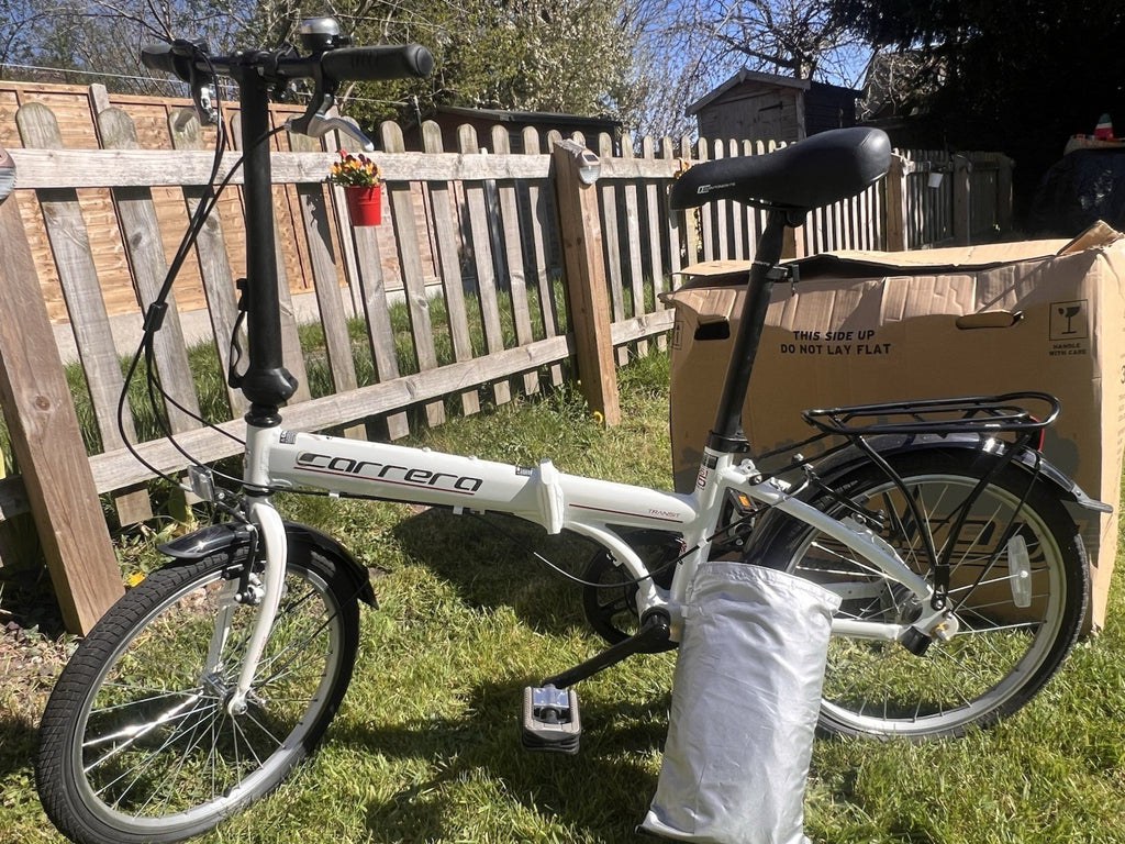 Carrera Transit 20in Folding Bike 3-Speed White/Black Rack Mudguards MPN 361292