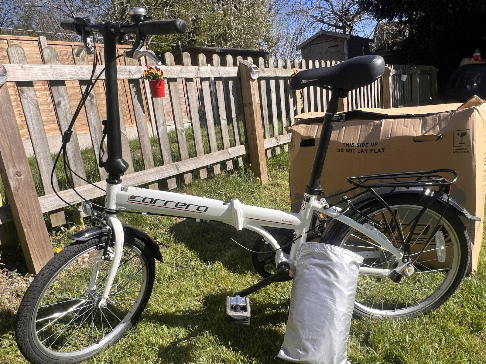 Carrera Transit 20in Folding Bike 3-Speed White/Black Rack Mudguards MPN 361292