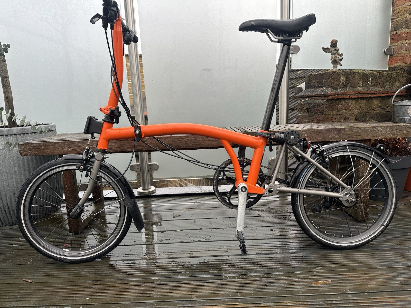 Brompton S6L Titanium Superlight model in blue folding commuter bike