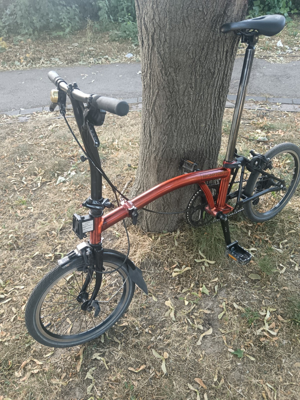 Brompton S2L Folding Bike Flame  lacquer red Black edition.