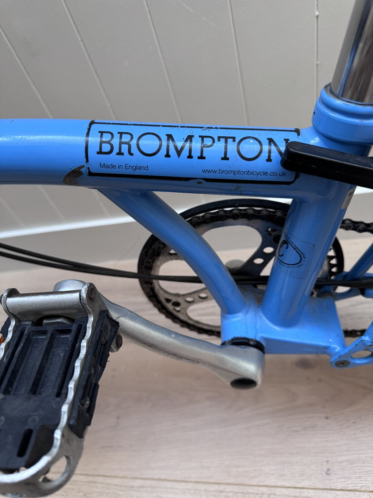 Brompton 3 speed folding bike, Brooks saddle, Ortlieb rack bag
