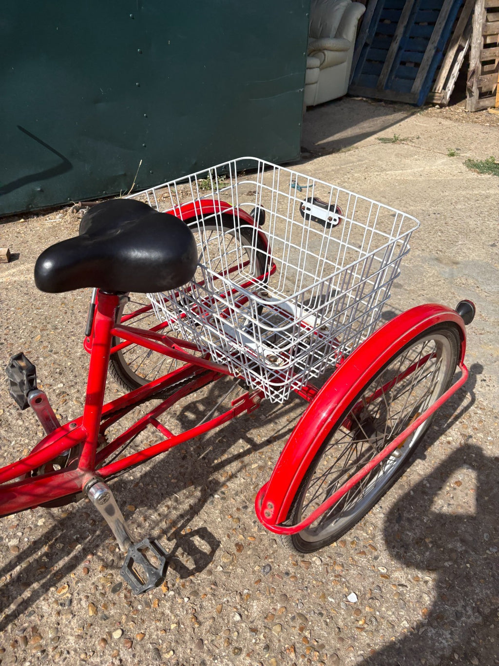Jorvik Folding Adult Tricycle Red 6 Speed - 24 in Wheels with Baskets & Horn