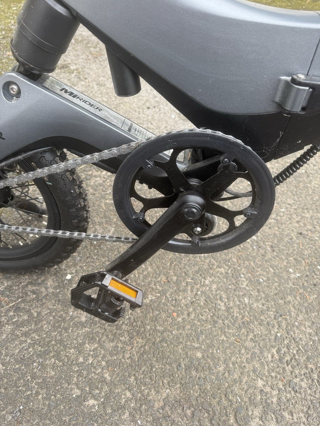 MiRiDER One Folding Bike 16 in Grey/Black, Mechanical Disc Brakes, 1 Speed