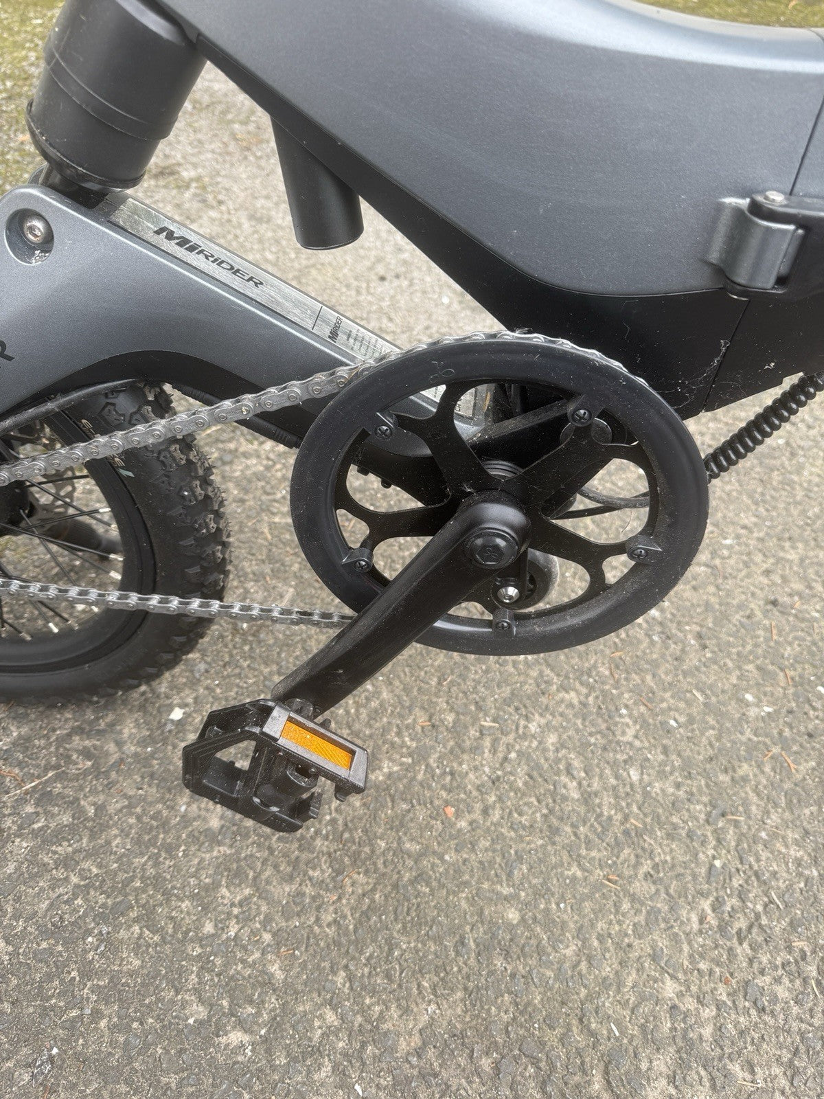 MiRiDER One Folding Bike 16 in Grey/Black, Mechanical Disc Brakes, 1 Speed