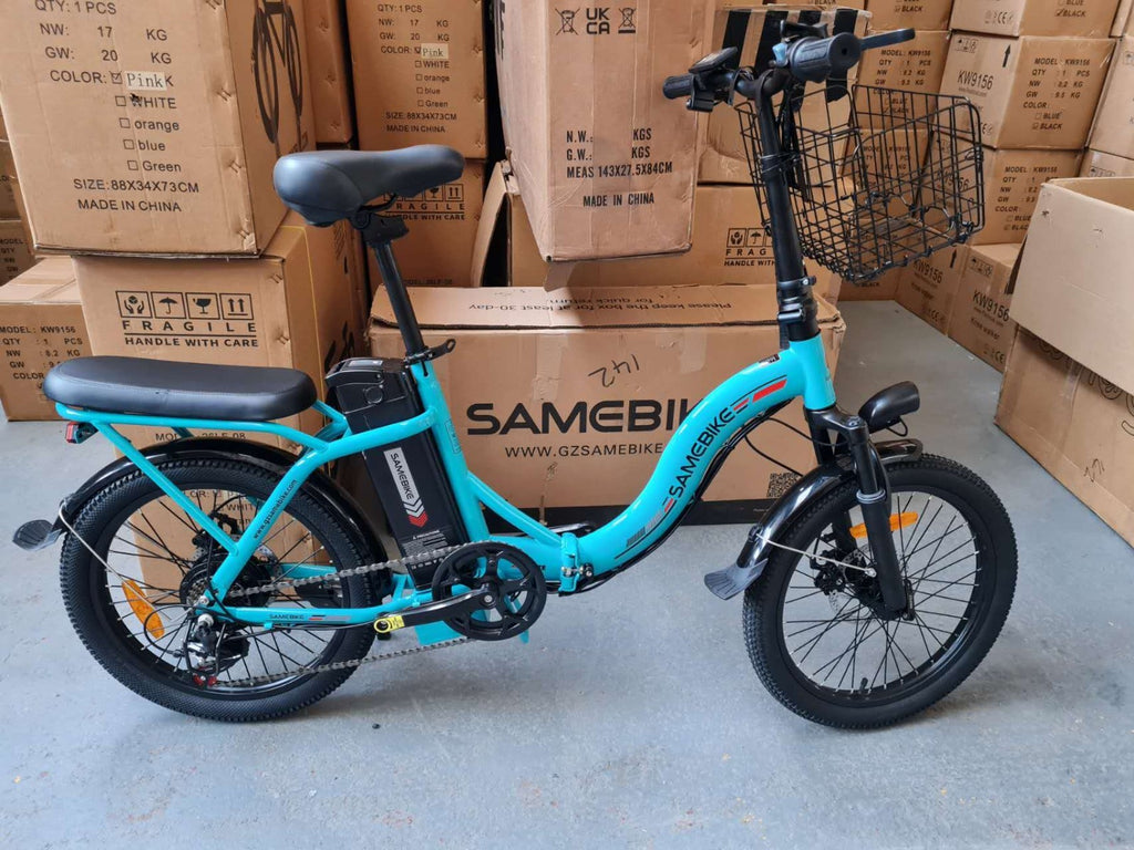 20" Portable Commuter Bike 36V 12AH Folding City Bike 7 Speed -CY20R Light Blue