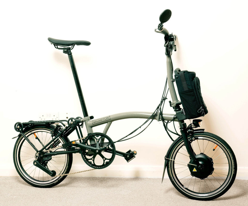 BROMPTON ELECTRIC P LINE 4 SPEED FOLDING BIKE IN GREY SPARKLE