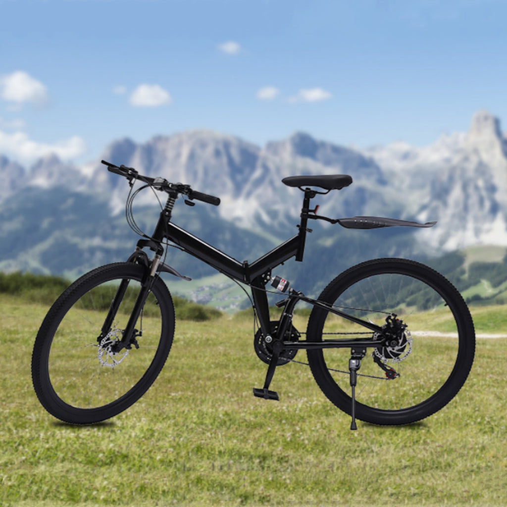 26" Folding Bikes Mens Mountain Bike Full Suspension Disc Brake Bicycle UK