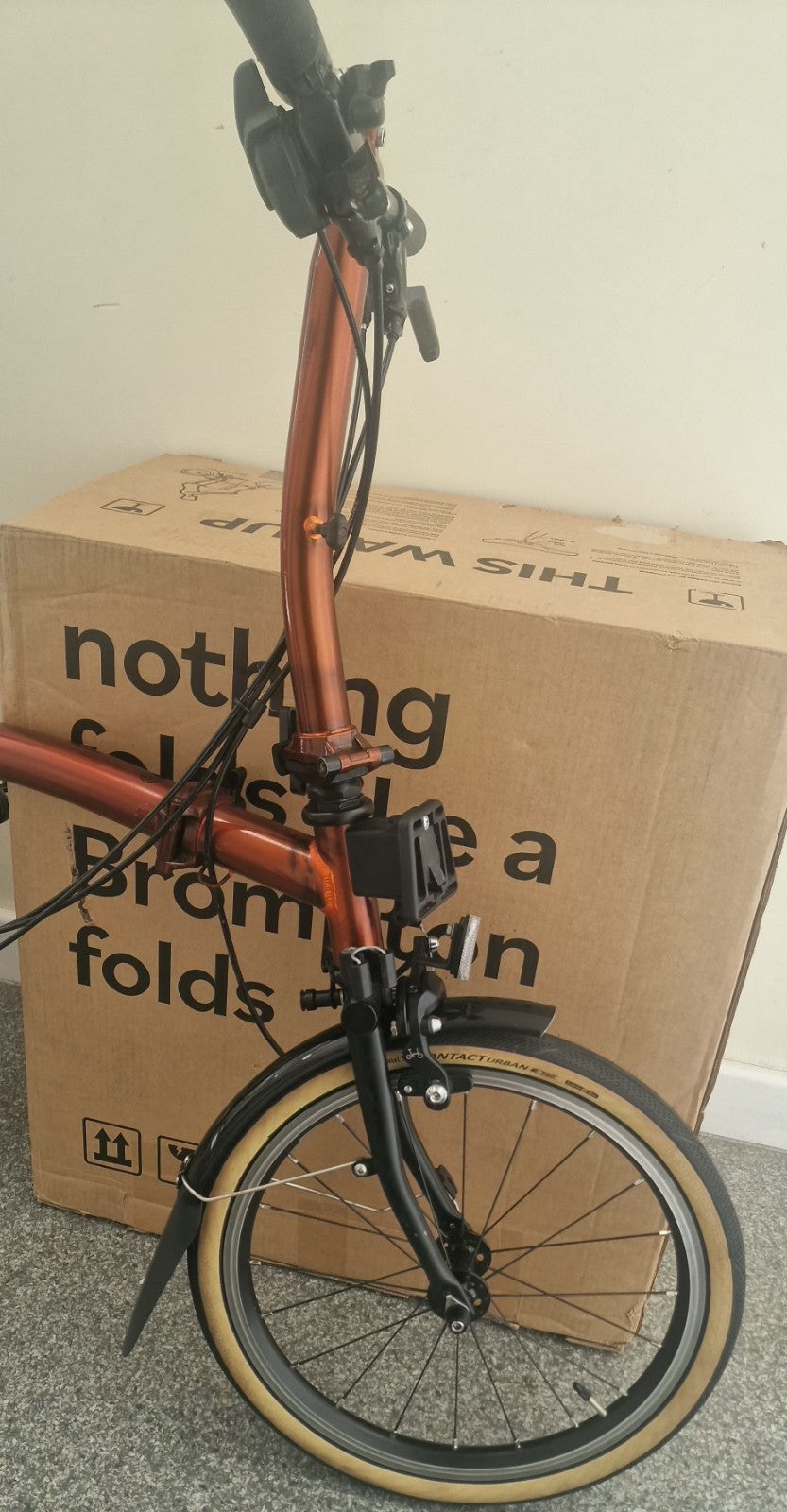 Brompton P Line 12 speed FLAME LACQUER + roller. Low £$🌎 Post📦🛫📮.RRP£2679