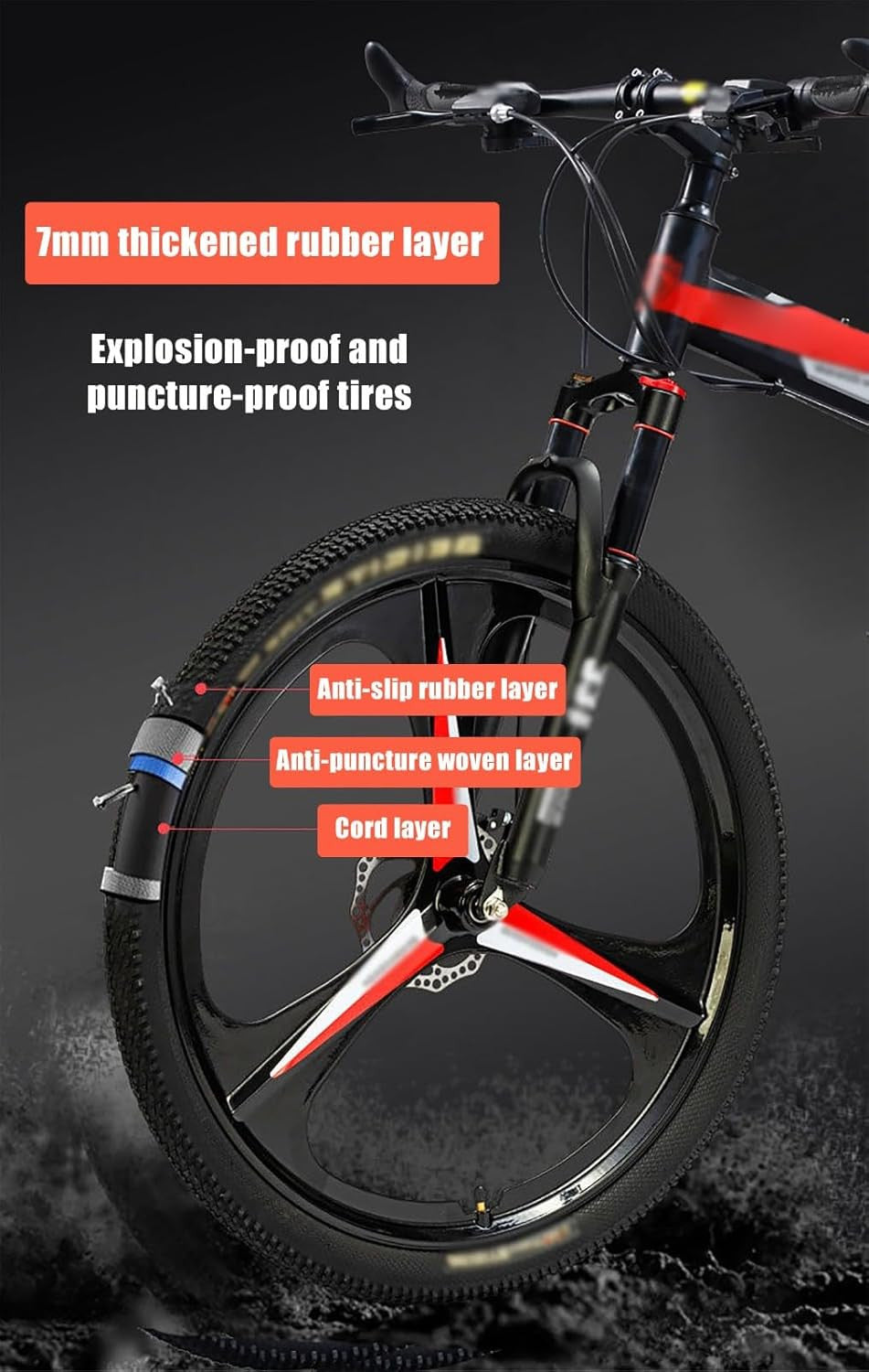 26 Inch Folding Mountain Bike, Lightweight Shock Absorbing Folding Bike, Adult M