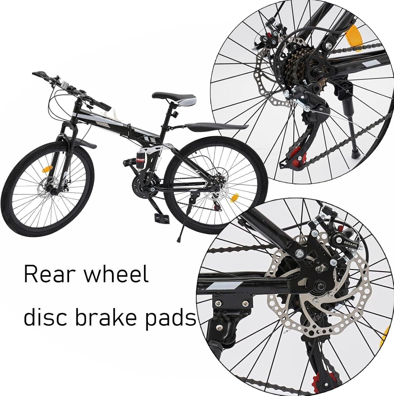26" Folding Mountain Bike 21-Speed Disc Brake Carbon Steel Frame MTB