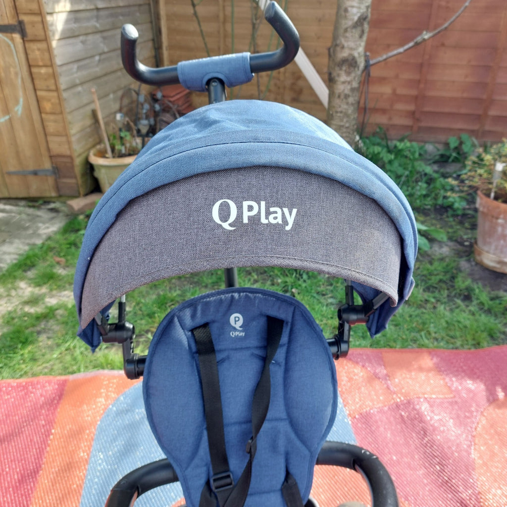 QPlay Rito Star Folding Trike Bike, Blue, With Sun Canopy