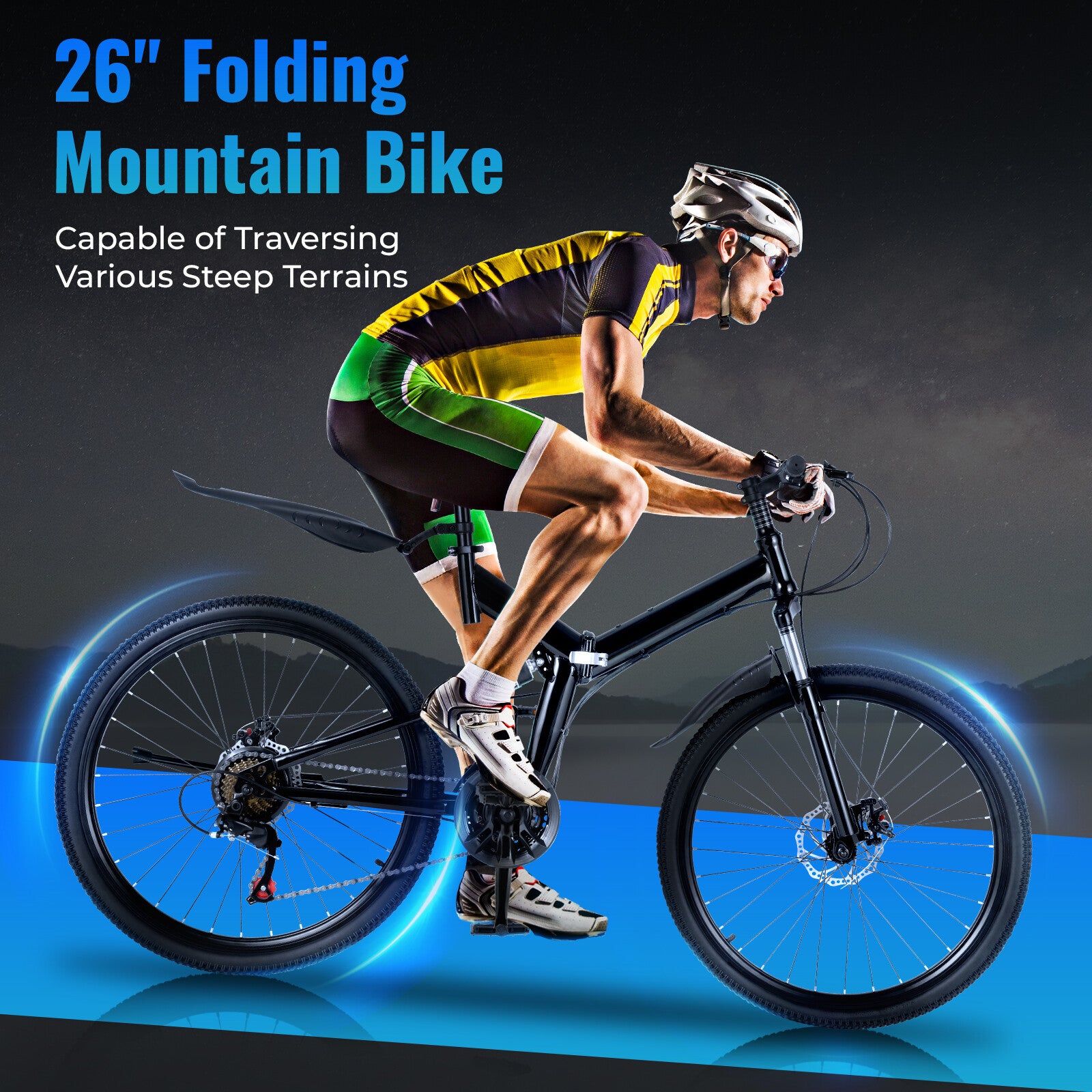 26 inch Folding Bikes Mens Mountain Bike Full Suspension Disc Brake Bicycle