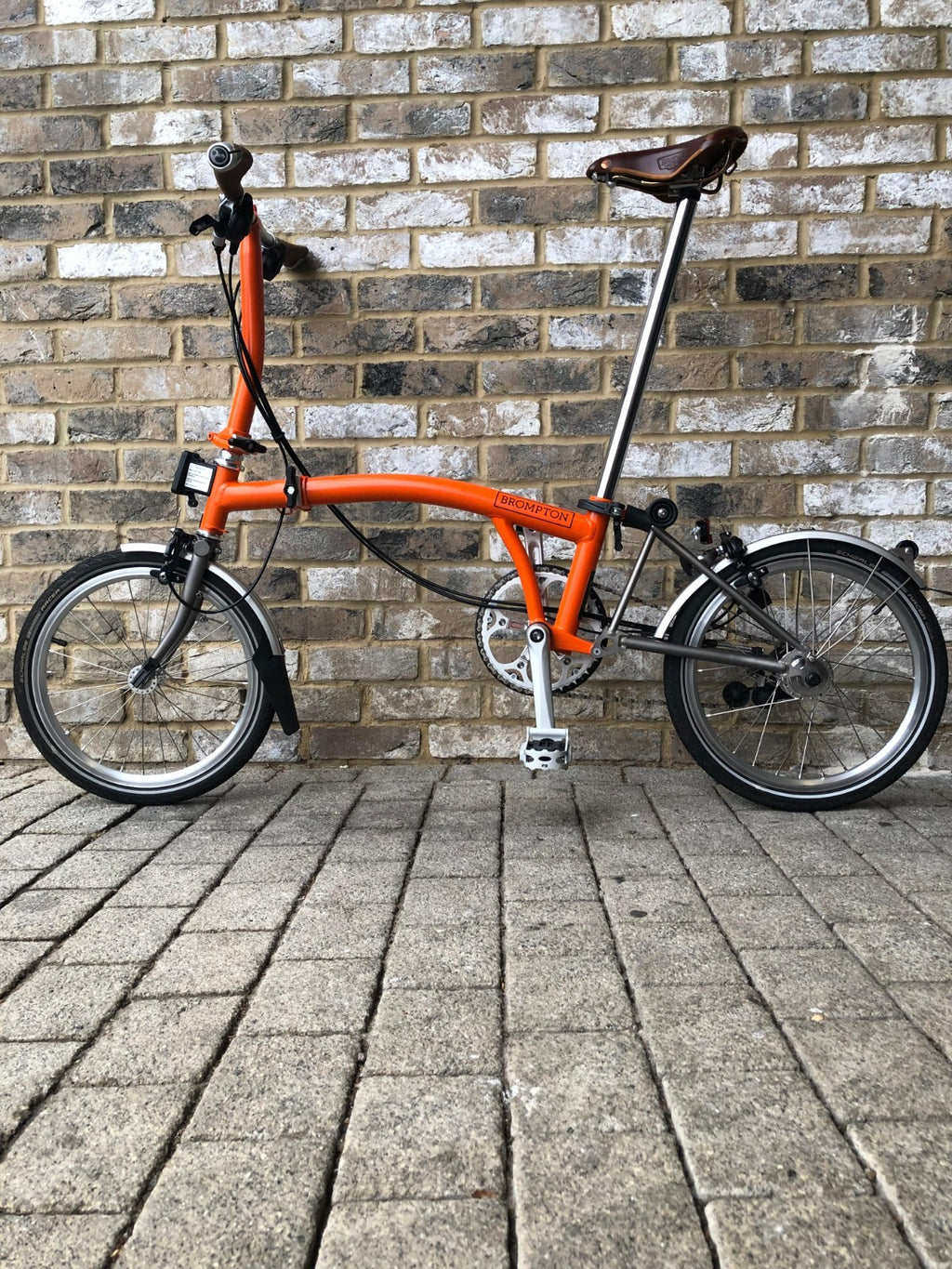 Brompton Signal Orange Superlight Titanium RARE S6L-X with Brooks - WORLD POST