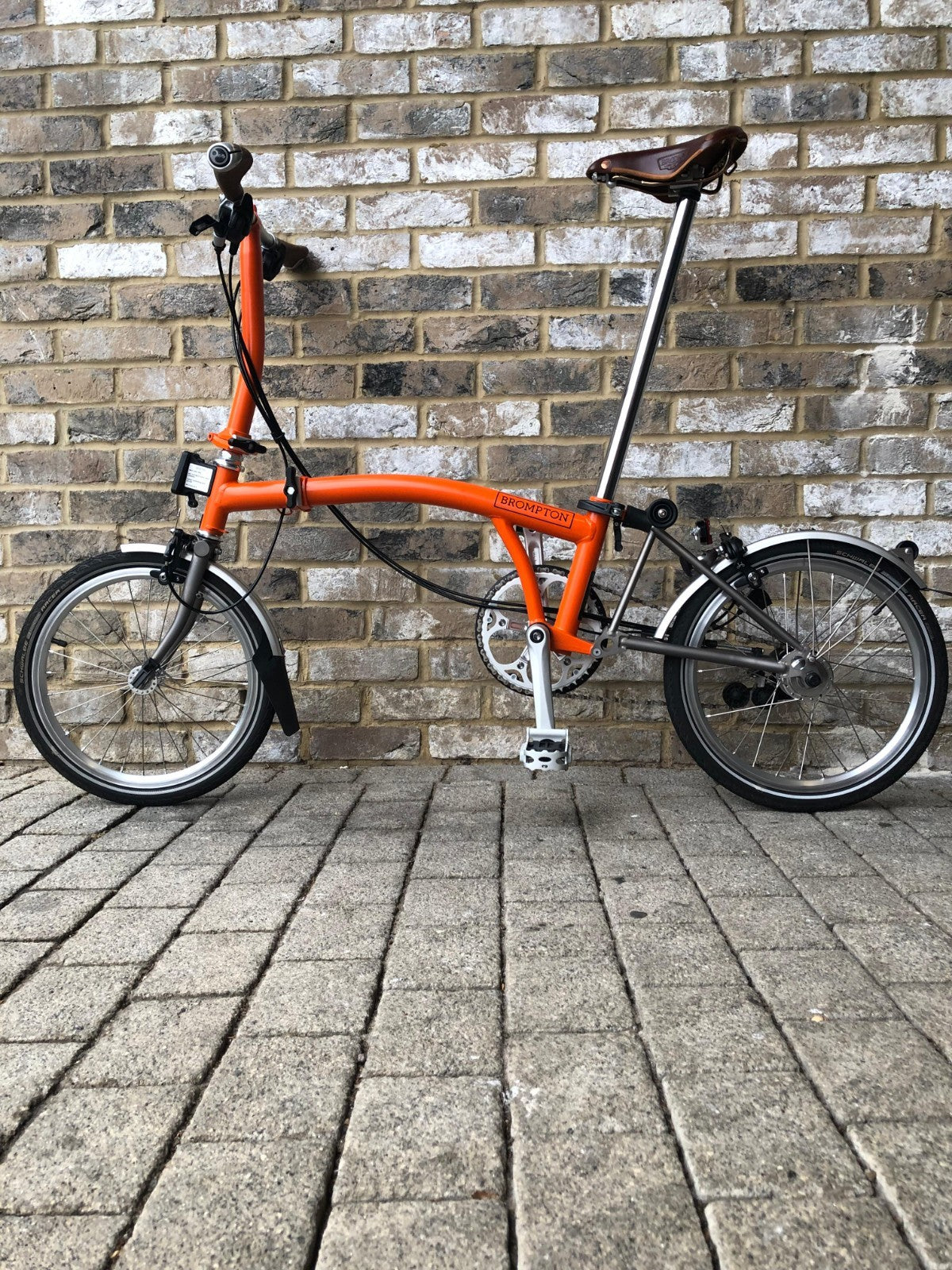 Brompton Signal Orange Superlight Titanium RARE S6L-X with Brooks - WORLD POST
