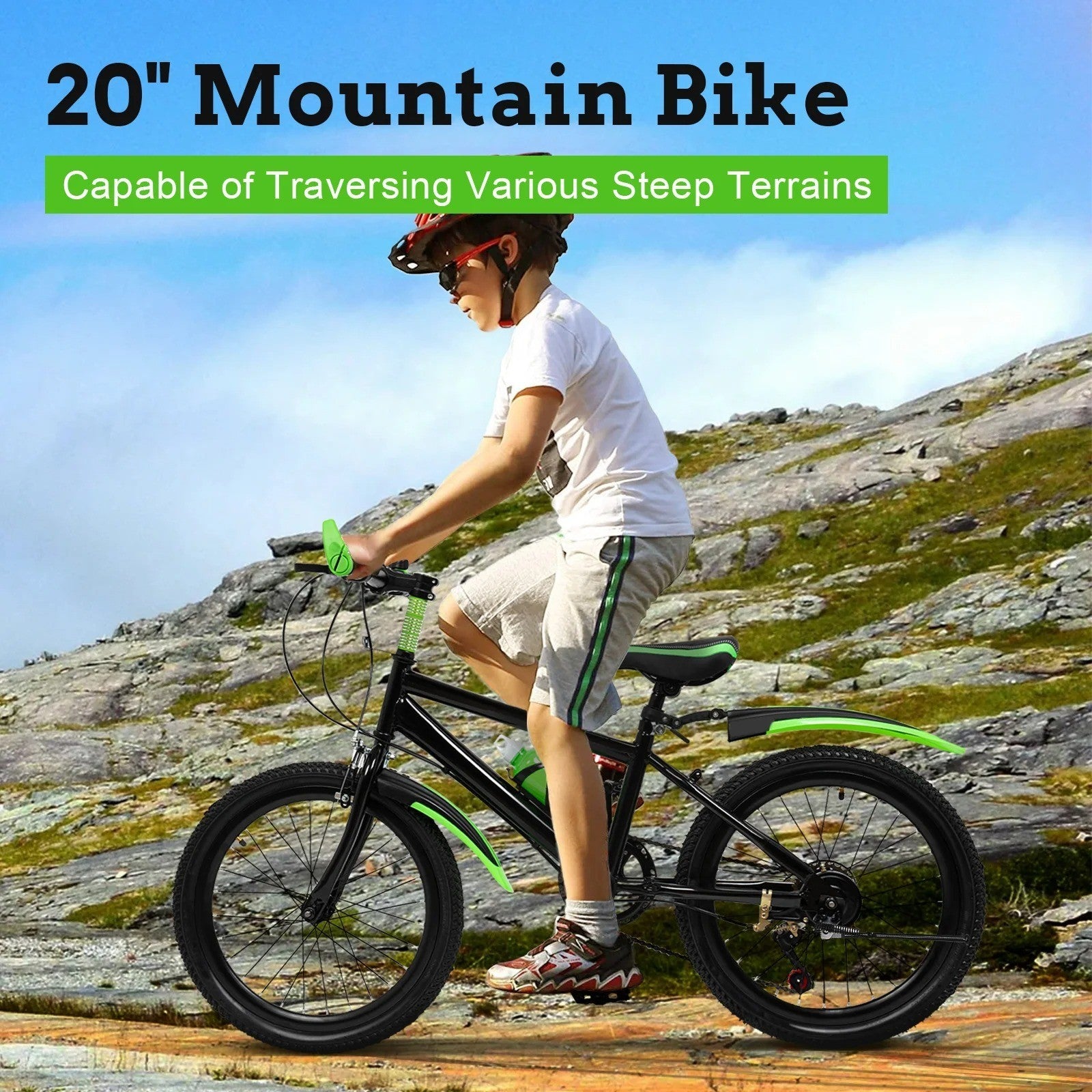 20 Inch Bike for Adult & Kids Folding Mountain Bike 7 Speed Disc Brakes Bicycle