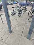 Hitway Folding Bike with Basket, White 14in Wheels, Flat Bar