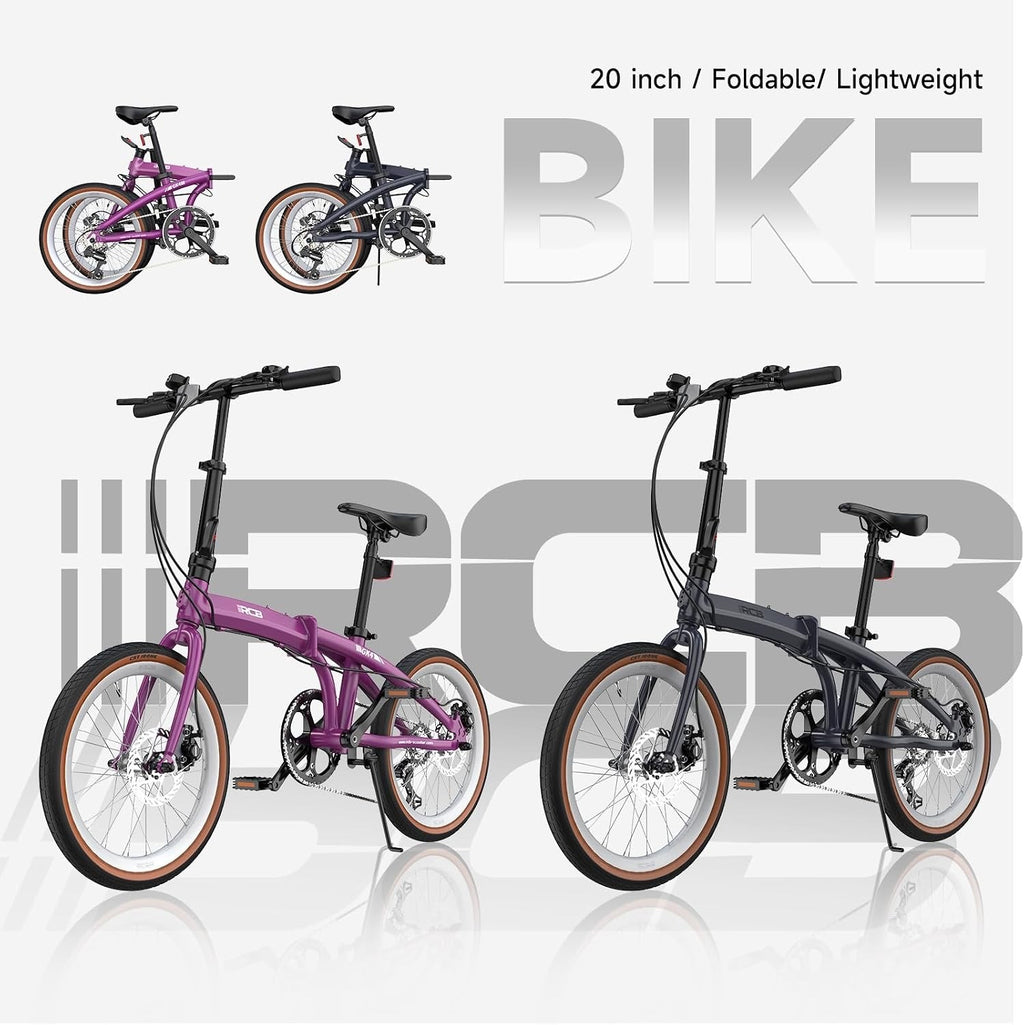 RCB GK4 Folding Bike 20 Inch, Foldable Bicycle with Aluminium Frame, 7-Speed Gea