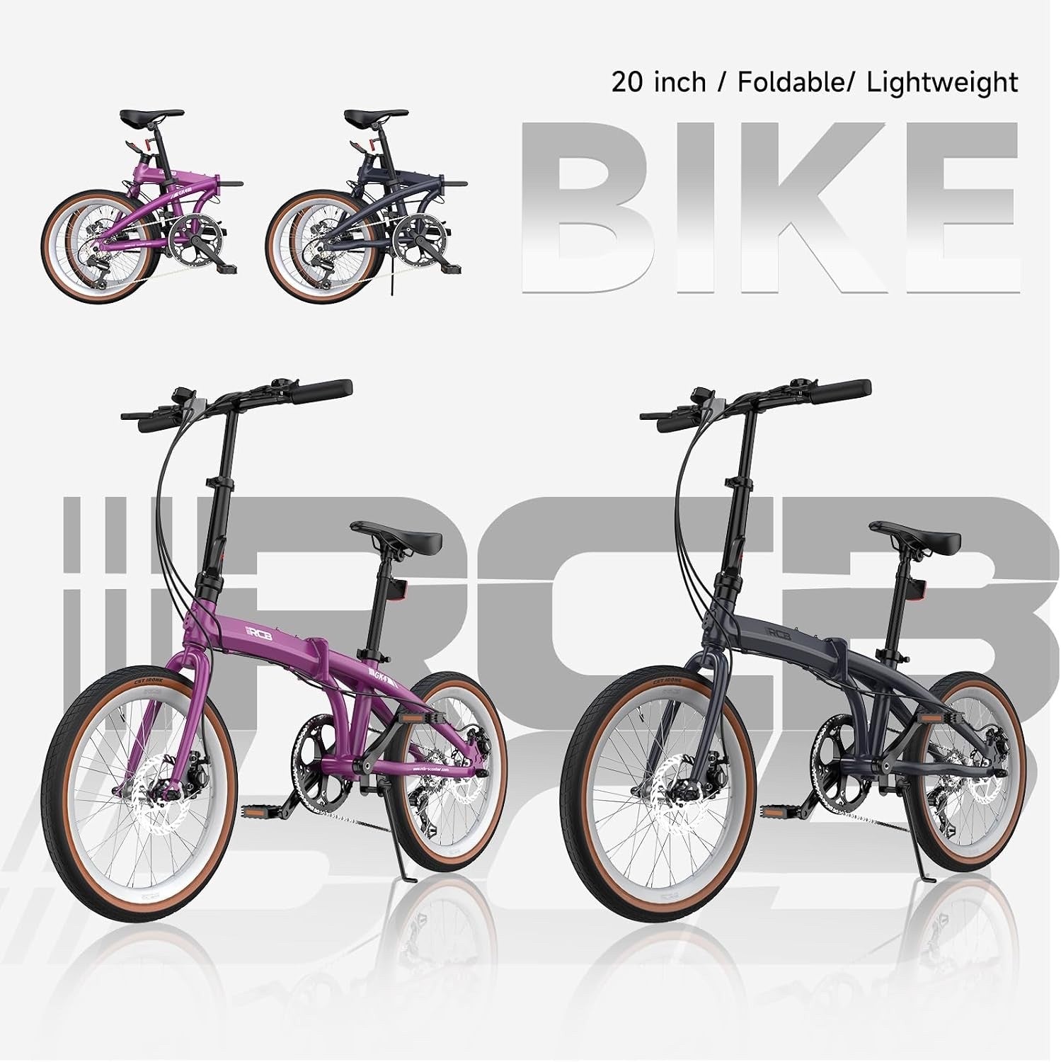 RCB GK4 Folding Bike 20 Inch, Foldable Bicycle with Aluminium Frame, 7-Speed Gea