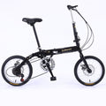 Folding Bicycle 16" Inch Bikes for Adults 6-Speed Foldable City Bicycle Black