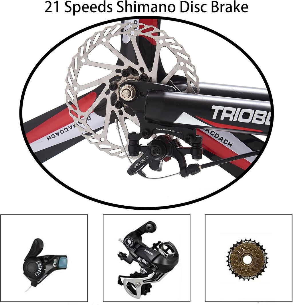 TRIOBLADE 26 Inch Folding Mountain Bike 21-Speed Foldable Mountain Bicycle
