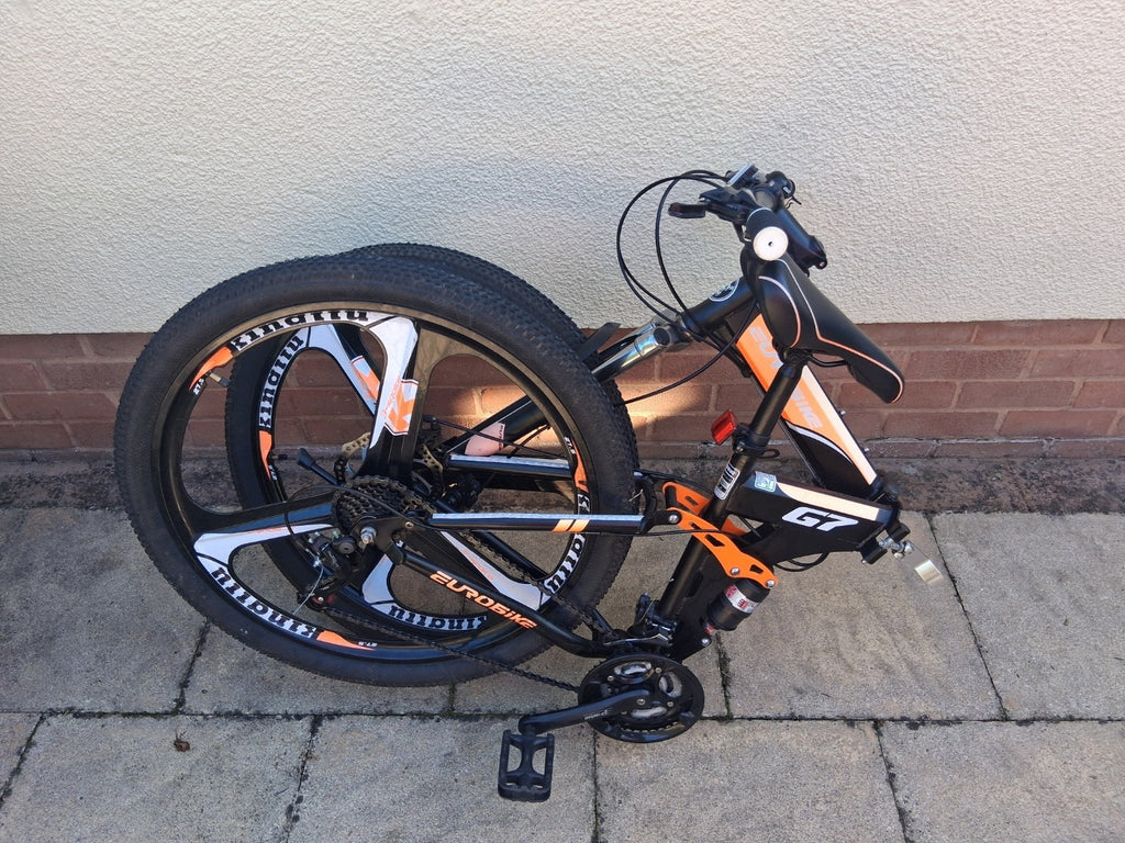 Used EuroBike G7 27.5" Wheels Full Suspension Black/Orange Folding MTB