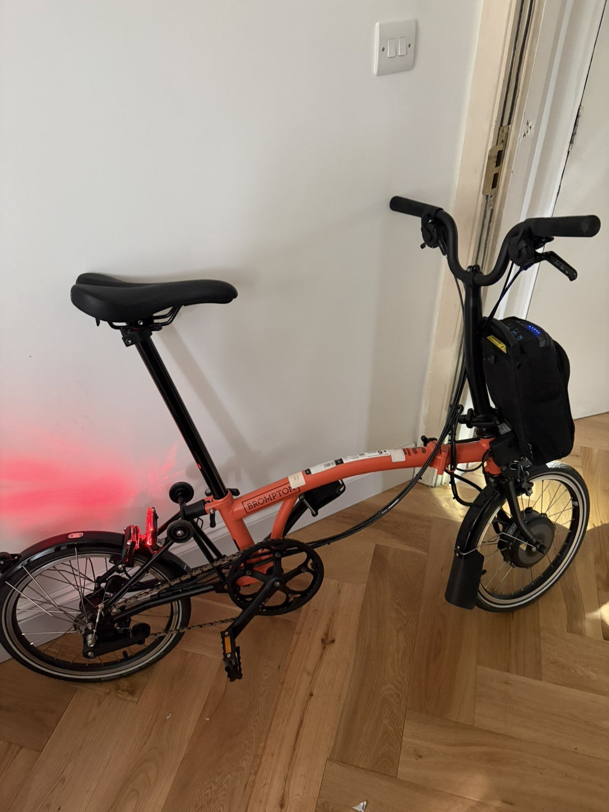 Brompton Electric C Line 6 Speed Folding Bike 2023 - Coral Orange - RRP £3060