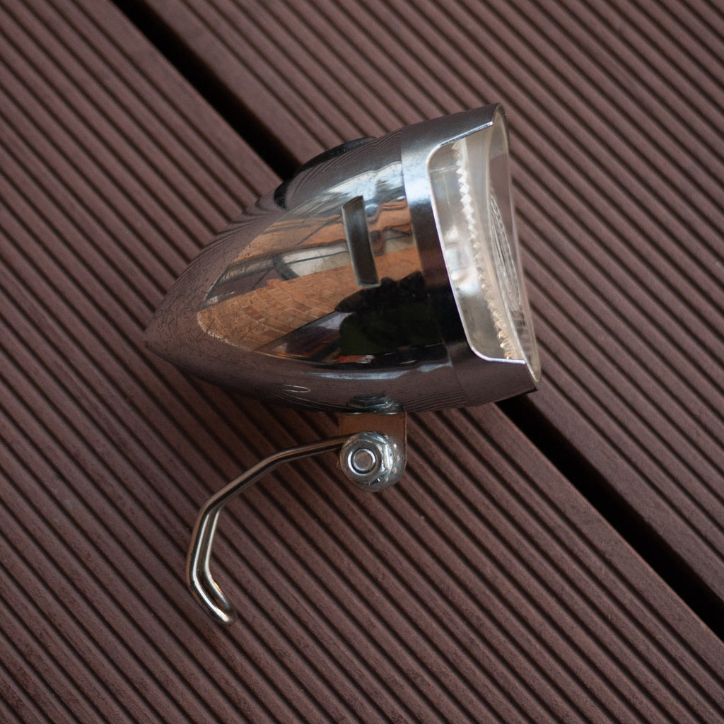 Brompton Front Retro LED Headlight & Rear Spanninga LED Reflector Light Bracket
