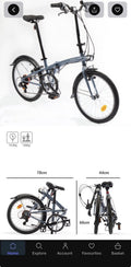 B'Twin Folding Bike Dark Blue Decathlon 20" Wheels Used