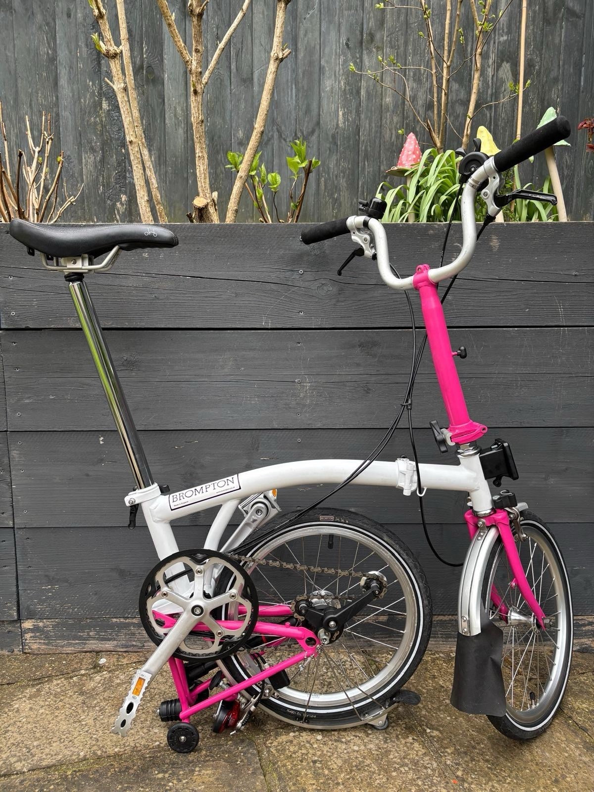 Brompton M3L Folding Bike 3 Speed White / Hot Pink