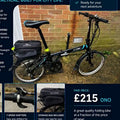 Vybe D7 Folding Bike 20in 7 Speed Aluminium, Foldable Rear Rack Black/Blue