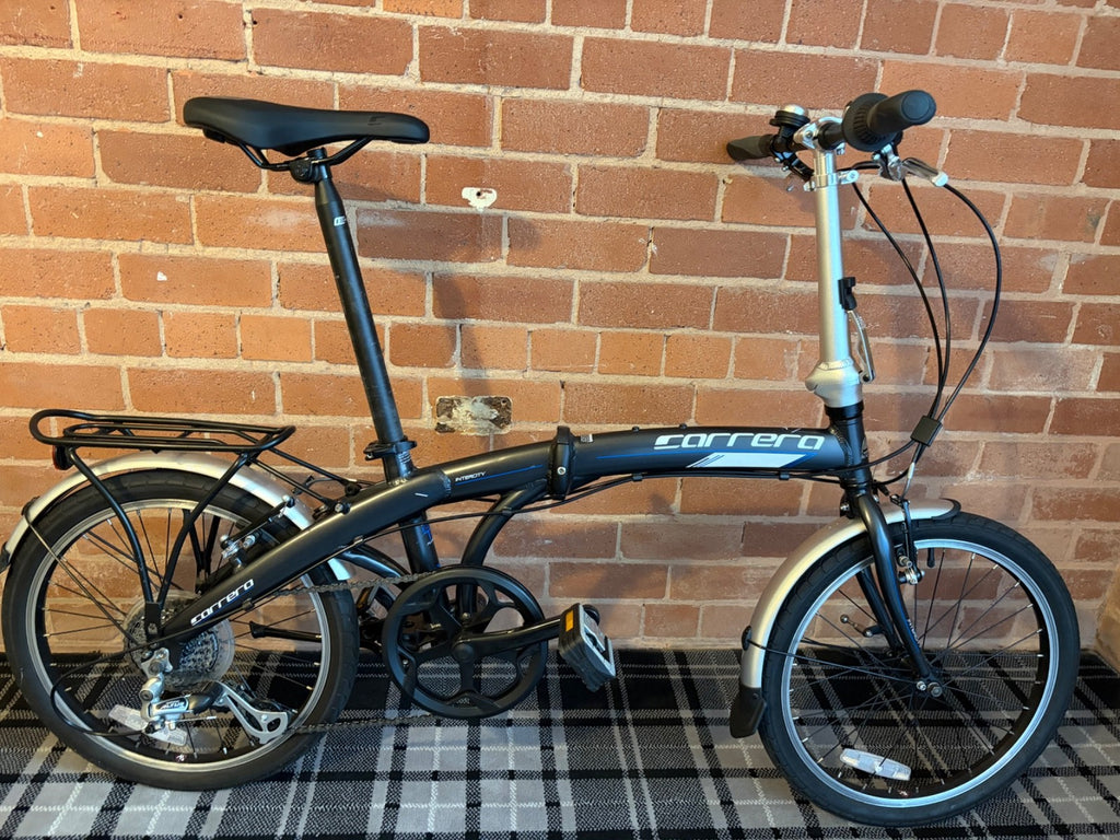 Carrera Intercity Folding Bike 20in 8-Speed V-Brake Rear Rack Mudguards Black