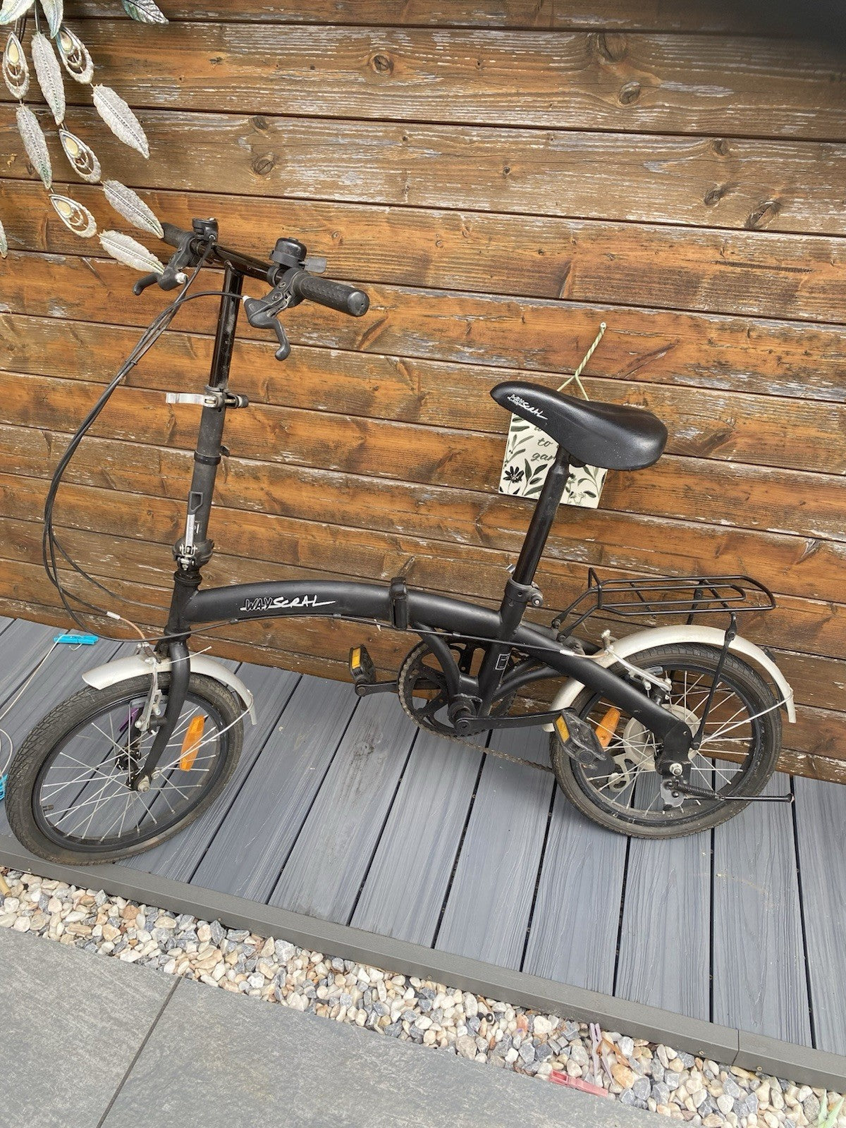 Wayscal 20in Folding Bike Black/Silver Mudguards Rear Rack Bell Flat Bar
