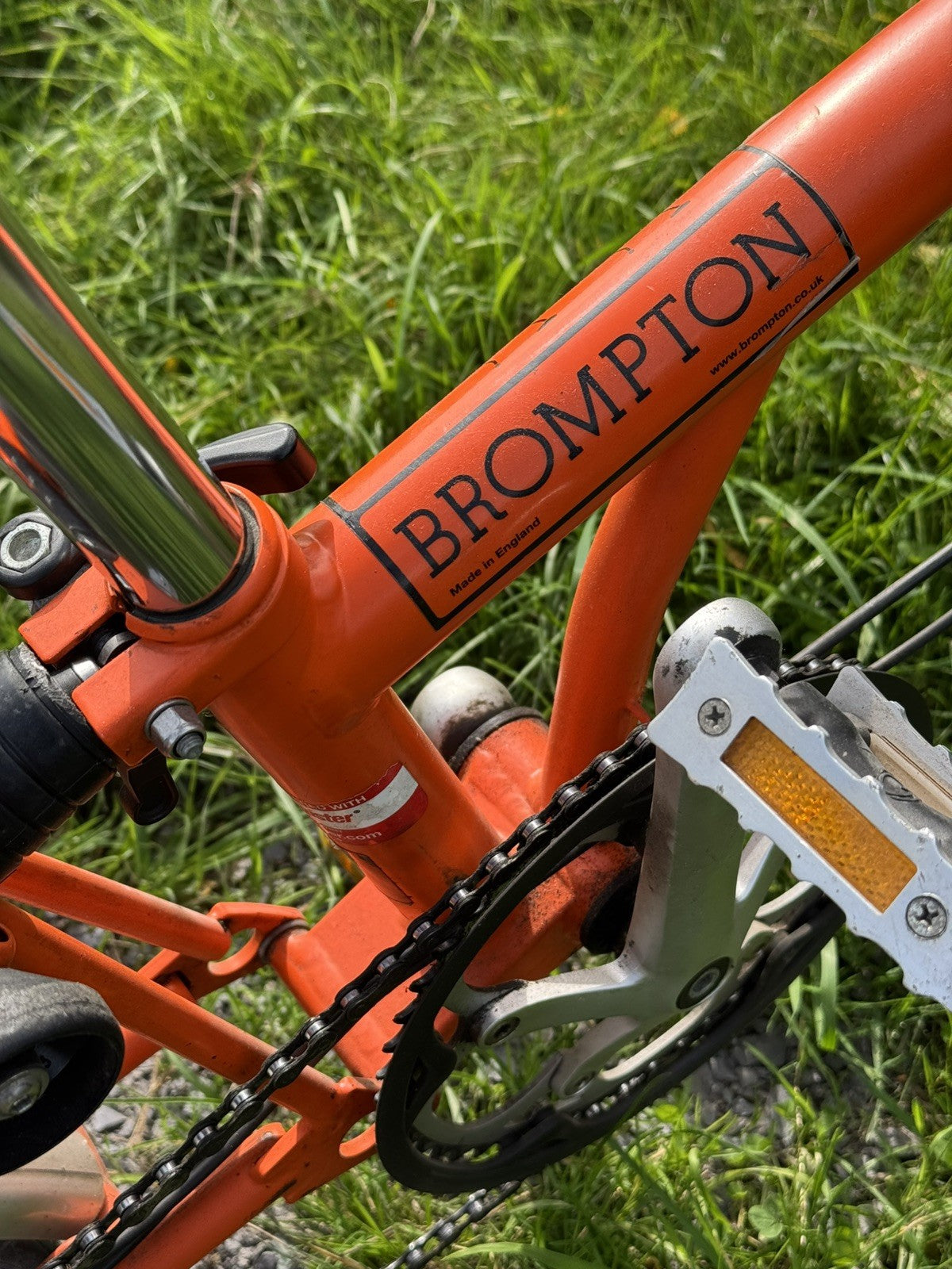 Brompton S3L Orange 3 Speed flat handlebars, Brooks Cambium Saddle