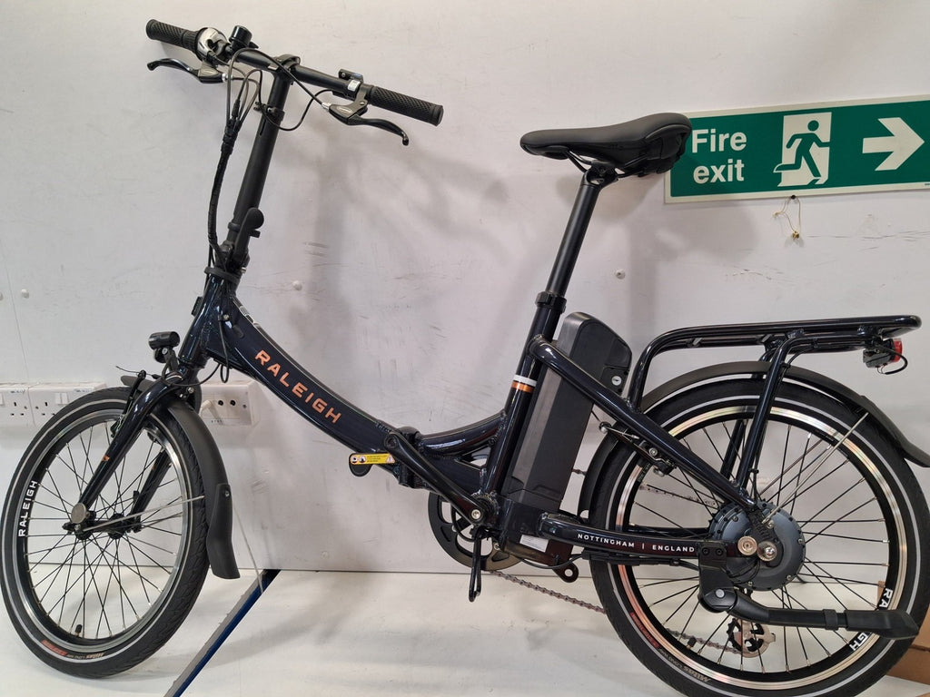 Raleigh Stow-E-Way Folding Compact 7-Speed 20" Wheel Alloy E--Bike - Dark Blue
