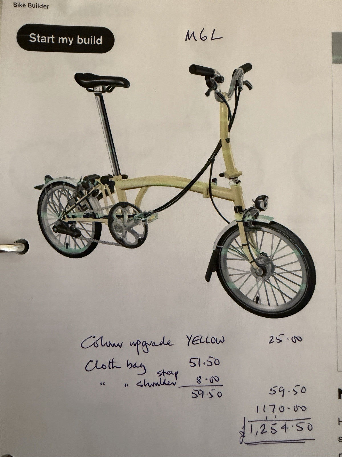 Brompton M6L 6-Speed Folding Bike Yellow 16in Steel Frame M-Type Mudguards